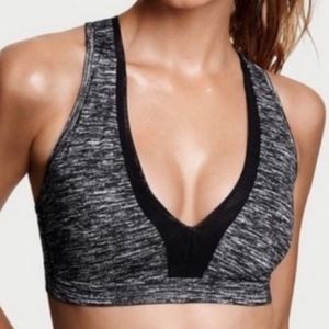 VSX Victoria's Secret Marled Black Gray Grey Sport bralette Large NWT